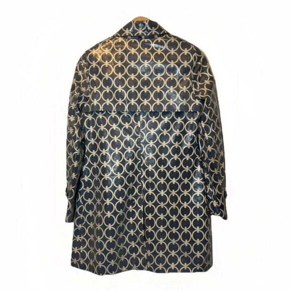 MIss Sixty M60 Women Small Dark Gray Beige All Over Print Epaulet Vent‎ Raincoat - Picture 2 of 9